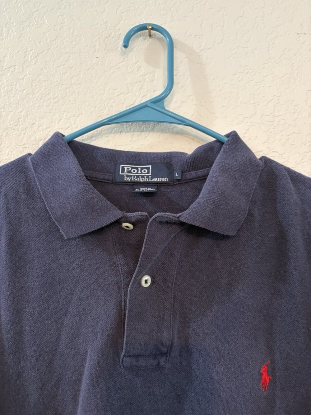 Vintage Polo By Ralph Lauren Navy Polo Sz L 100% Cotton - Picture 2 of 8
